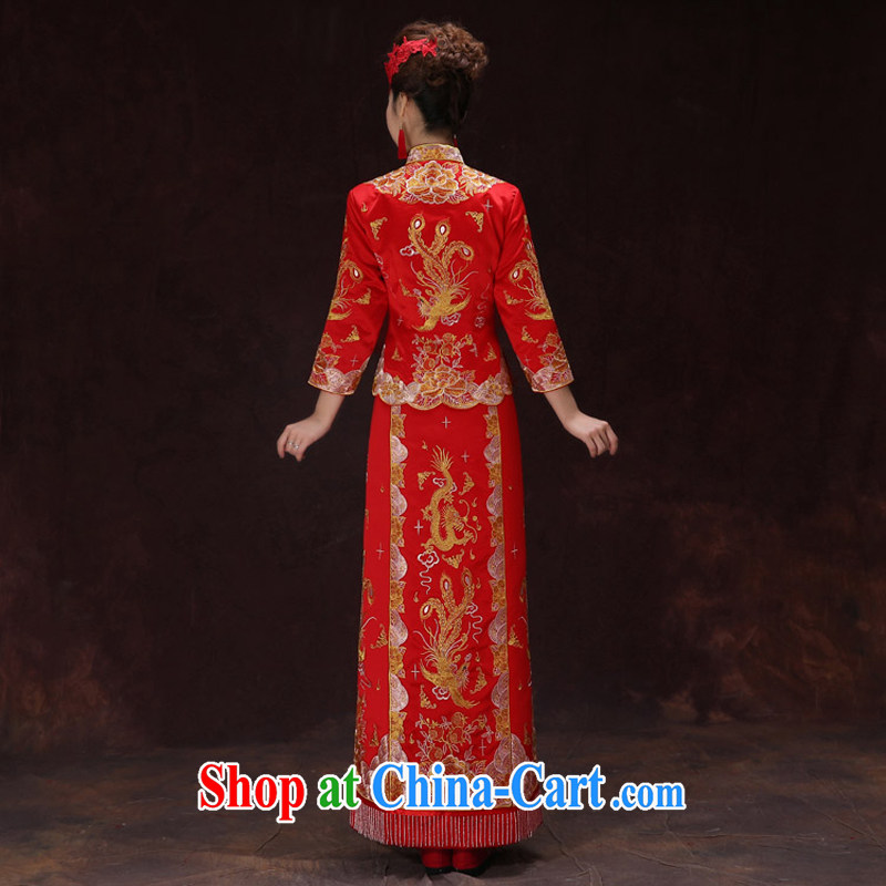 Su-wo family-su WO Service Bridal Phoenix use marriage dress qipao toast clothing red long Chinese Antique woman pregnant women dresses wedding summer red XS, Sau Wo saga, shopping on the Internet