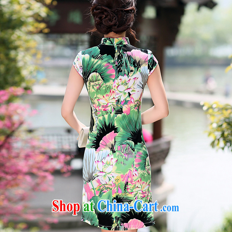 Jin Bai Lai cheongsam dress improved summer 2015 tang on short-sleeved large, female retro cheongsam dress 4 XL idealistically Bai Lai (C . Z . BAILEE), and shopping on the Internet