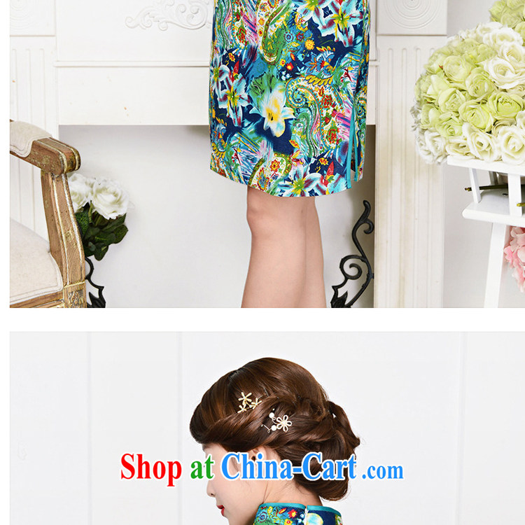 The new nation, the elegant low the forklift truck serving toast improved cheongsam dress summer T-shirt dresses female Green package for green floral XXL pictures, price, brand platters! Elections are good character, the national distribution, so why buy now enjoy more preferential! Health