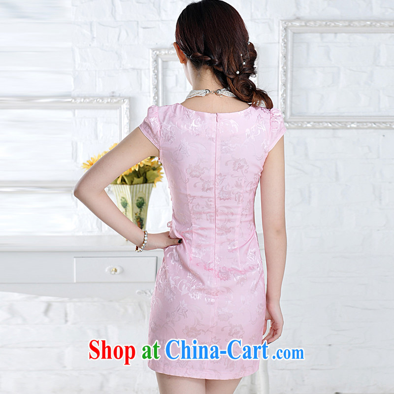 Connie, population 2015 summer new, improved cheongsam stylish embroidered clothes video waist dresses summer dresses pink M small a code, Connie (Denisi), shopping on the Internet