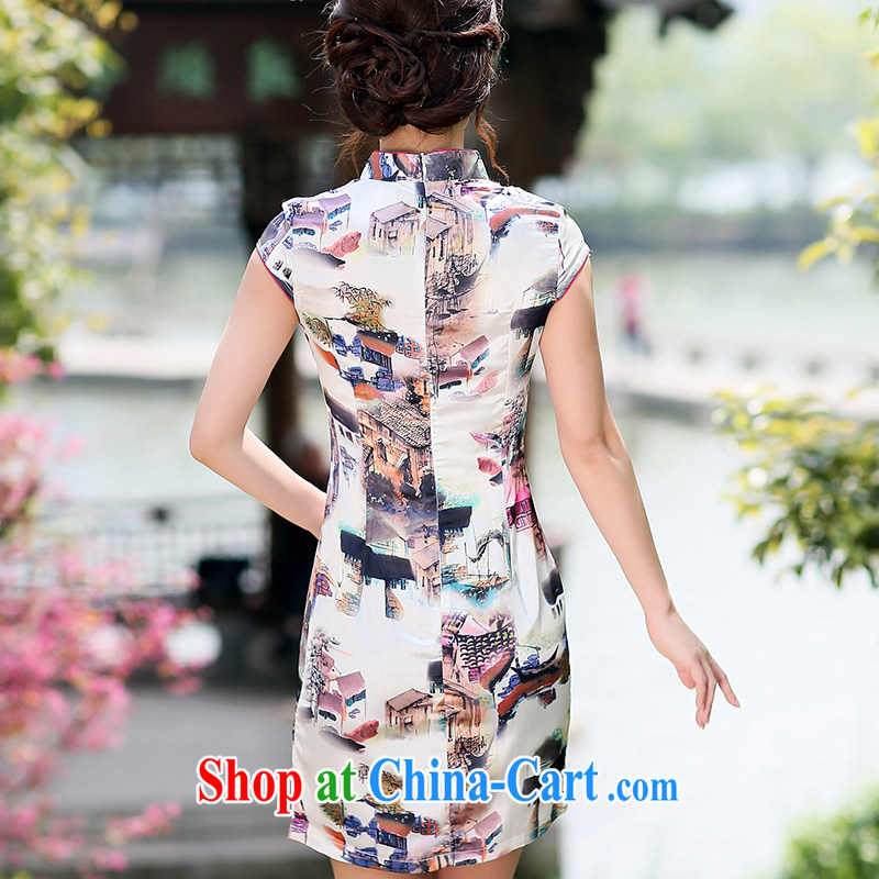 Jin Bai Lai 2015 cheongsam dress summer improved short-sleeve classic Tang Women's clothes dresses high-end stamp retro large code new 4XL idealistically Bai Lai (C . Z . BAILEE), online shopping