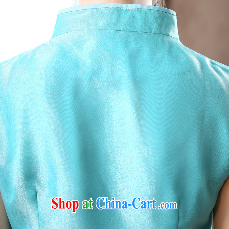Morning dresses, new summer retro short improved stylish Chinese qipao shirt short-sleeved European root yarn embroidered light blue XL morning land, shopping on the Internet