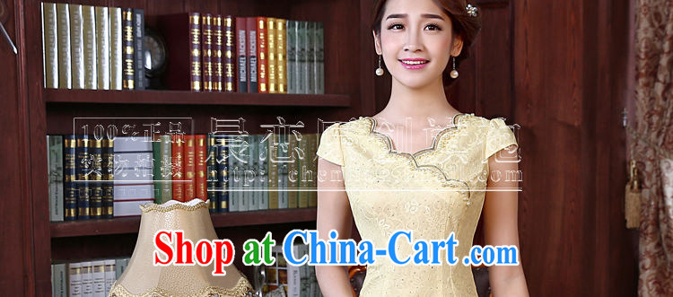 Morning, 2014 new summer fashion improved retro short cheongsam dress Tang yellow V for aviation that yellow L pictures, price, brand platters! Elections are good character, the national distribution, so why buy now enjoy more preferential! Health