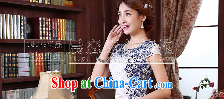 Morning love 2015 summer new, improved Stylish retro short cheongsam U collar dresses everyday dresses Blue Land blue XXL pictures, price, brand platters! Elections are good character, the national distribution, so why buy now enjoy more preferential! Health