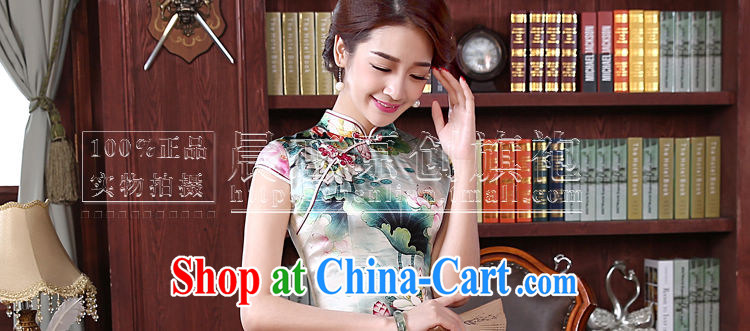 Morning, new 2015 summer retro short improved stylish double sauna silk silk Chinese qipao Ching-lin green XL pictures, price, brand platters! Elections are good character, the national distribution, so why buy now enjoy more preferential! Health