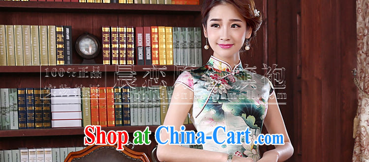 Morning, new 2015 summer retro short improved stylish double sauna silk silk Chinese qipao Ching-lin green XL pictures, price, brand platters! Elections are good character, the national distribution, so why buy now enjoy more preferential! Health