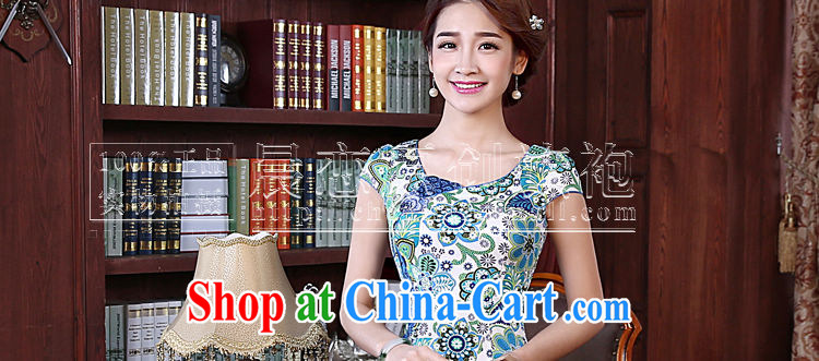 Morning, summer 2015 with new, improved Stylish retro short cotton cheongsam dress everyday dresses two-color summer flowers light blue XL pictures, price, brand platters! Elections are good character, the national distribution, so why buy now enjoy more preferential! Health