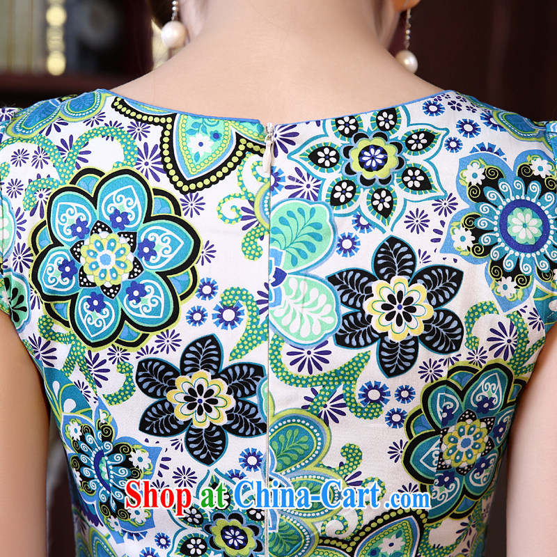 Morning, summer 2015 with new, improved and Stylish retro short cotton cheongsam dress everyday dresses two-color summer flowers light blue XL morning land, shopping on the Internet