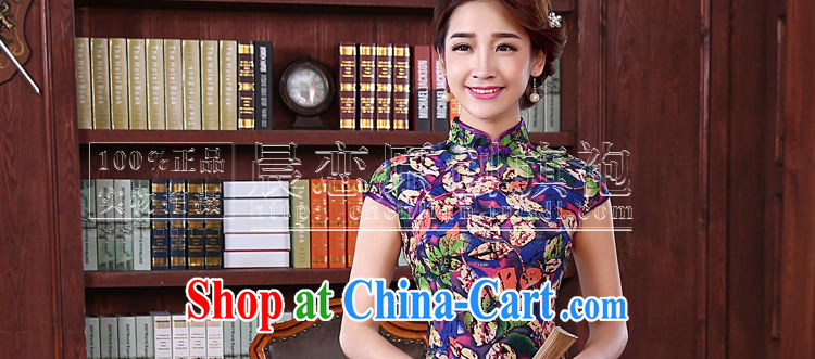 Morning, summer 2015 new stylish improved retro short cheongsam dress Chinese daily cotton Ma dresses purple XXL pictures, price, brand platters! Elections are good character, the national distribution, so why buy now enjoy more preferential! Health