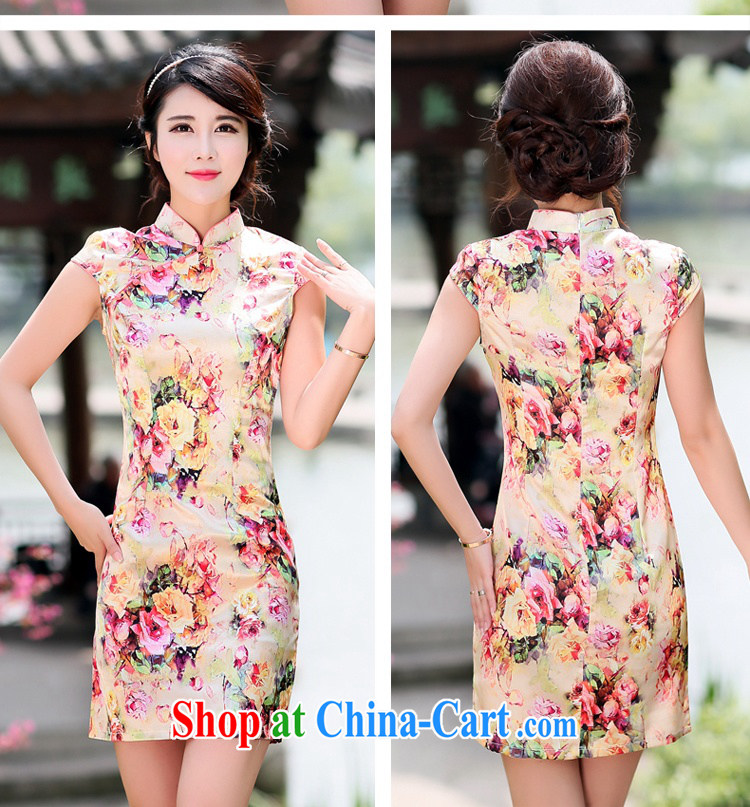 Jin Bai, Mrs Tang Women's clothes dresses summer graphics gaunt-style summer short sleeve cheongsam improved skirt retro stamp dresses M pictures, price, brand platters! Elections are good character, the national distribution, so why buy now enjoy more preferential! Health