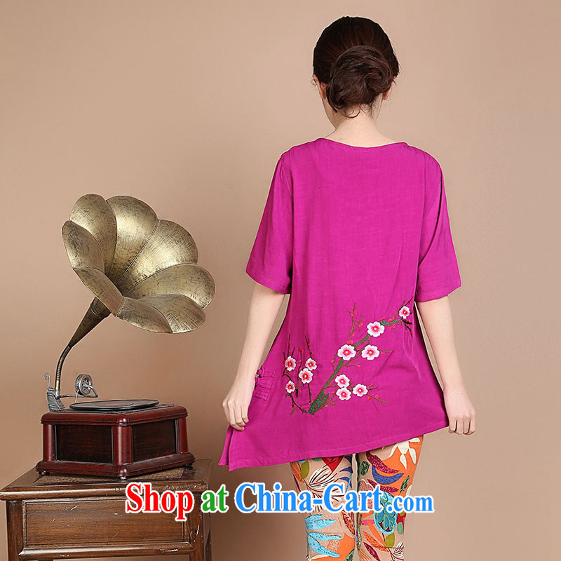 HYMN Sodom and Pratt 2015 spring and summer, Tang women T-shirt, old mother with Chinese girls in long, Chinese short-sleeved shirt T female summer purple XXL Hymn, Sodom and Pratt, shopping on the Internet