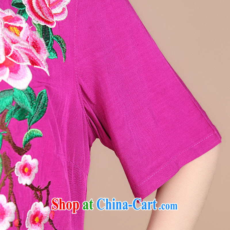 HYMN Sodom and Pratt 2015 spring and summer, Tang women T-shirt, old mother with Chinese girls in long, Chinese short-sleeved shirt T female summer purple XXL Hymn, Sodom and Pratt, shopping on the Internet