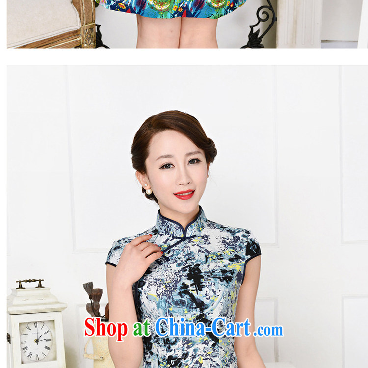 Refreshing new Ethnic Wind and elegant low-power on the truck serving toast improved cheongsam dress summer T-shirt dresses female gray and navy suits XL pictures, price, brand platters! Elections are good character, the national distribution, so why buy now enjoy more preferential! Health