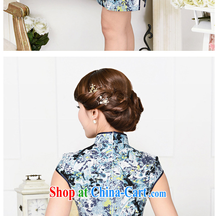 Refreshing new Ethnic Wind elegant low the forklift truck serving toast improved cheongsam dress summer T-shirt dresses female Tibetan youth package for Tibetan blue floral XL pictures, price, brand platters! Elections are good character, the national distribution, so why buy now enjoy more preferential! Health