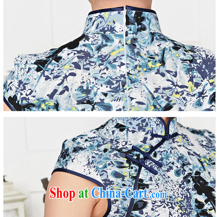 Refreshing new Ethnic Wind elegant low the forklift truck serving toast improved cheongsam dress summer T-shirt dresses female Tibetan youth package for Tibetan blue floral XL pictures, price, brand platters! Elections are good character, the national distribution, so why buy now enjoy more preferential! Health