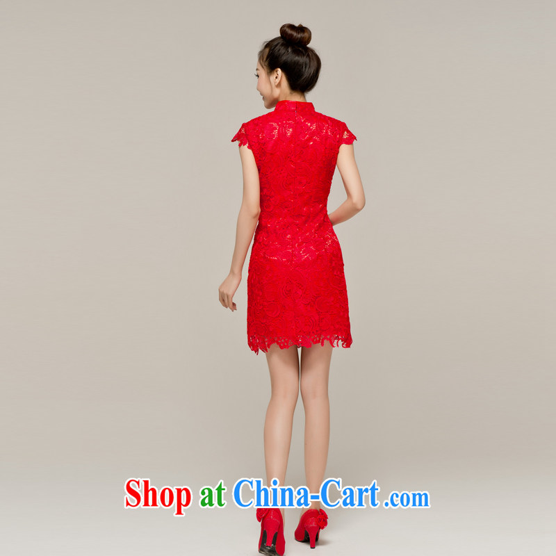 Recall that Namibia Red Cross lace beauty short cheongsam dress bridal toast clothing spring and summer dresses red Chinese wedding dress Q 12,048 red XL, recalling that the red makeup, shopping on the Internet
