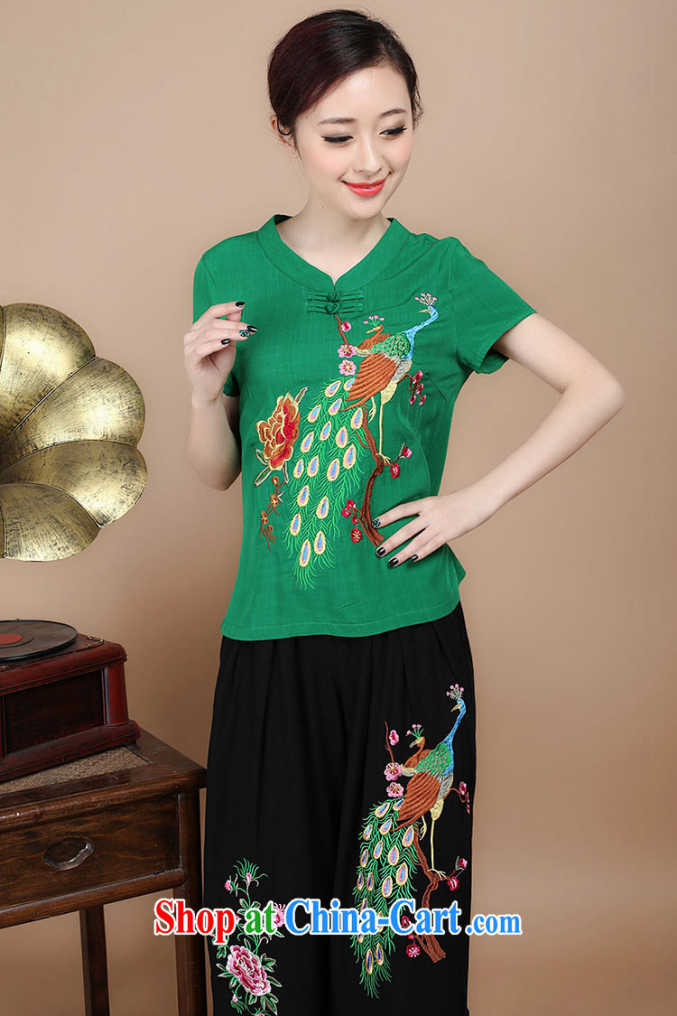 HYMN Sodom and chart retro embroidered Ethnic Wind women with short T-shirt XL Peacock embroidery cotton Ma T shirts female black 4 XL pictures, price, brand platters! Elections are good character, the national distribution, so why buy now enjoy more preferential! Health