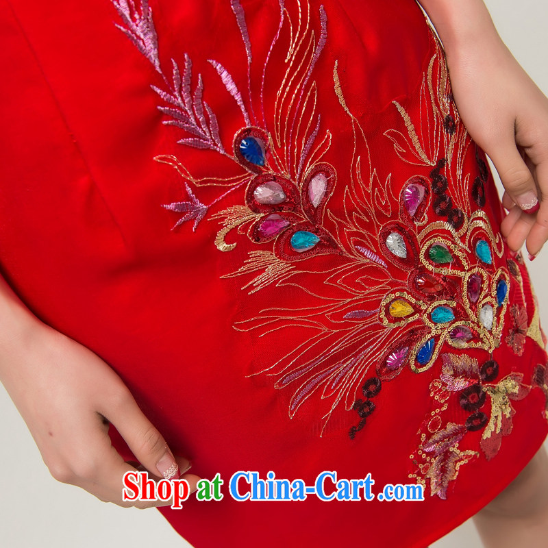 Recall that the red makeup short-sleeved beauty wedding dresses and stylish bridal toast clothing retro improved Chinese wedding dress Q 13,607 red XL, recalling that the red makeup, shopping on the Internet