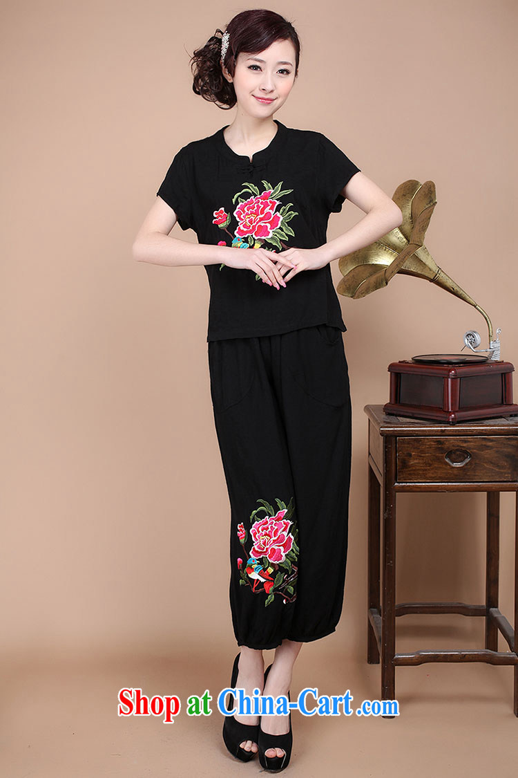 2015 New National wind women summer embroidery antique style Chinese beauty T-shirt cool embroidered short sleeved T-shirt blue XXXL pictures, price, brand platters! Elections are good character, the national distribution, so why buy now enjoy more preferential! Health