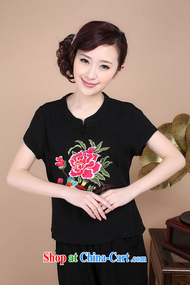 2015 New National wind women summer embroidery antique style Chinese beauty T-shirt cool embroidered short sleeved T-shirt blue XXXL pictures, price, brand platters! Elections are good character, the national distribution, so why buy now enjoy more preferential! Health