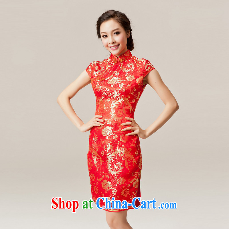 Recall that Namibia Red Cross 2015 spring and summer new marriages, short cheongsam dress stylish improved Chinese bows Q serving 10,021 red XL, recalling that the red makeup, shopping on the Internet