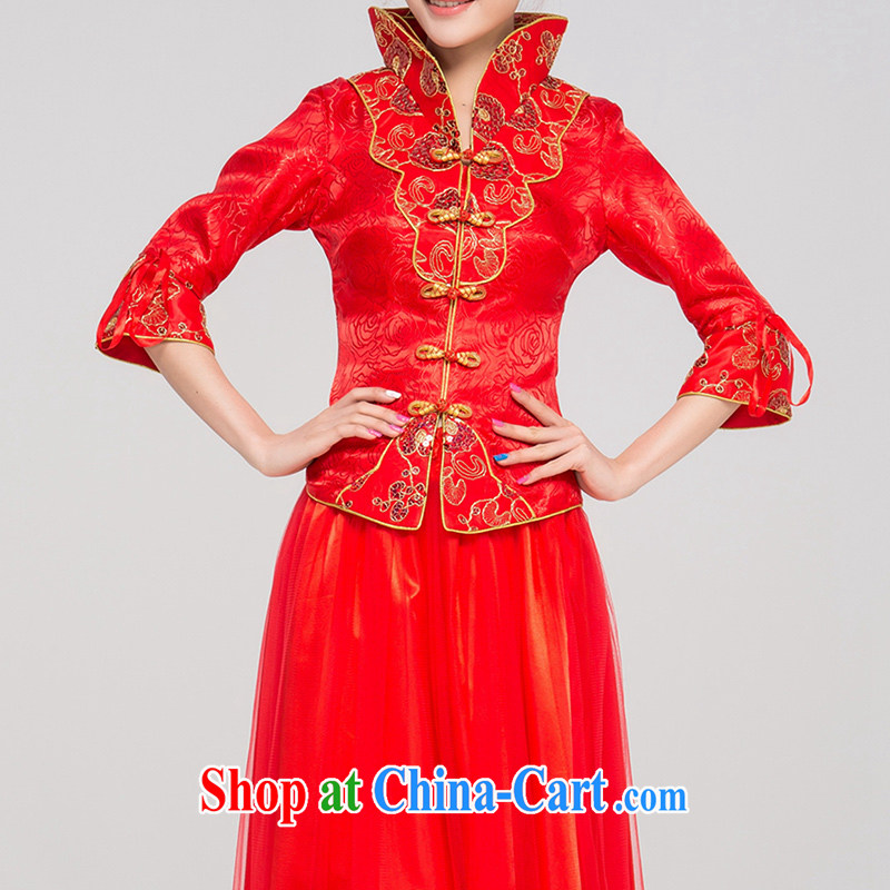 Recall that the red makeup spring new bridal dresses red long marriage toast clothing retro long-sleeved improved cheongsam Q 13,688 red XL, recalling that the red makeup, shopping on the Internet