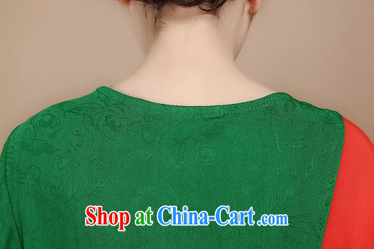 2015 summer new, older women with Chinese cotton jacquard large code spell-color short-sleeved dresses green XXL pictures, price, brand platters! Elections are good character, the national distribution, so why buy now enjoy more preferential! Health