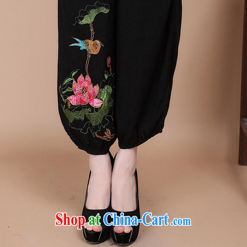 HYMN Sodom and Pratt summer 2015 new Chinese Ethnic Wind mother with leisure beauty retro Tang pants embroidered rug pants female black XXL Hymn, Sodom and diagrams, and shopping on the Internet