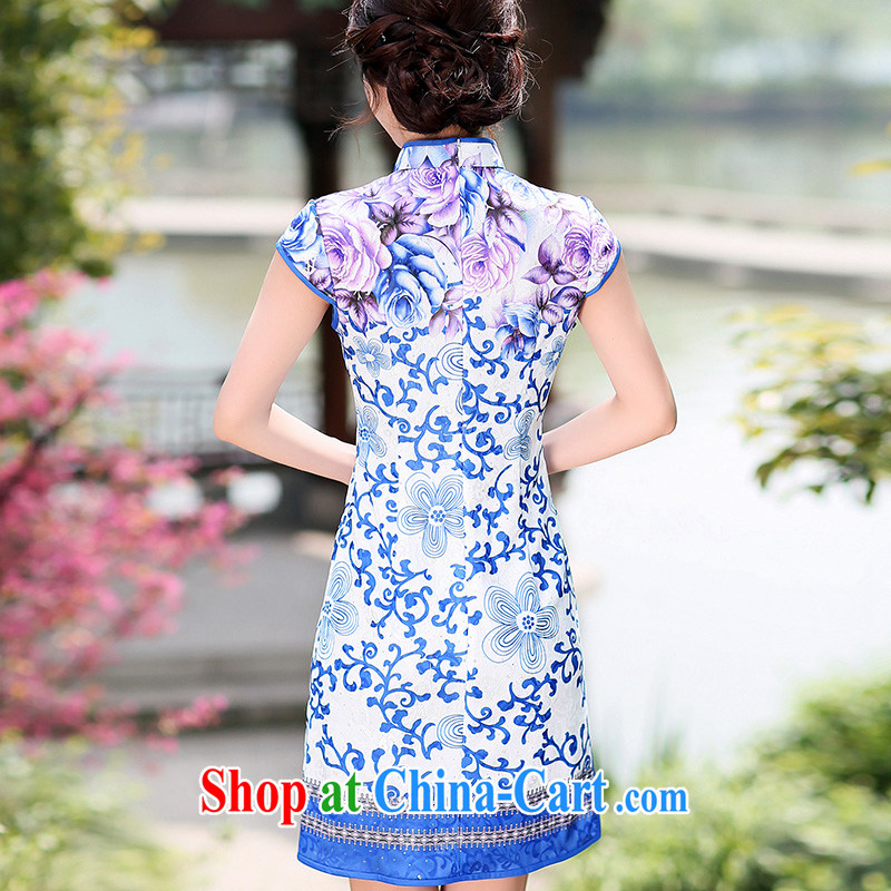 Jin Bai Lai antique dresses skirt Chinese classical improved cheongsam beauty graphics thin short-sleeve dress cotton the toasting service dress 4 XL idealistically Bai Lai (C . Z . BAILEE), online shopping