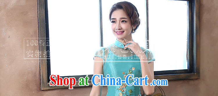 Morning dresses, new summer retro short improved stylish Chinese qipao shirt short-sleeved European root yarn embroidered light blue XXL pictures, price, brand platters! Elections are good character, the national distribution, so why buy now enjoy more preferential! Health