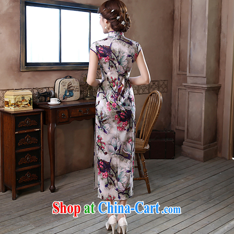 Early Morning, 2015 summer new improved Stylish retro long cheongsam dress everyday dresses Magnolia purple XXL, Morning land, shopping on the Internet