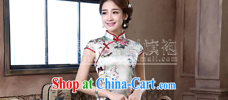 Morning, dresses new 2015 summer retro short-sleeved improved stylish sauna silk heavy Silk Cheongsam dress green Peony floral 155/S pictures, price, brand platters! Elections are good character, the national distribution, so why buy now enjoy more preferential! Health
