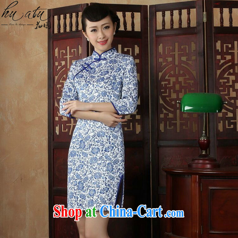 Take the female outfit New Chinese porcelain was the improved Chinese classical beauty cuff in everyday dresses skirts such as Map Color 2 XL, spend figure, shopping on the Internet