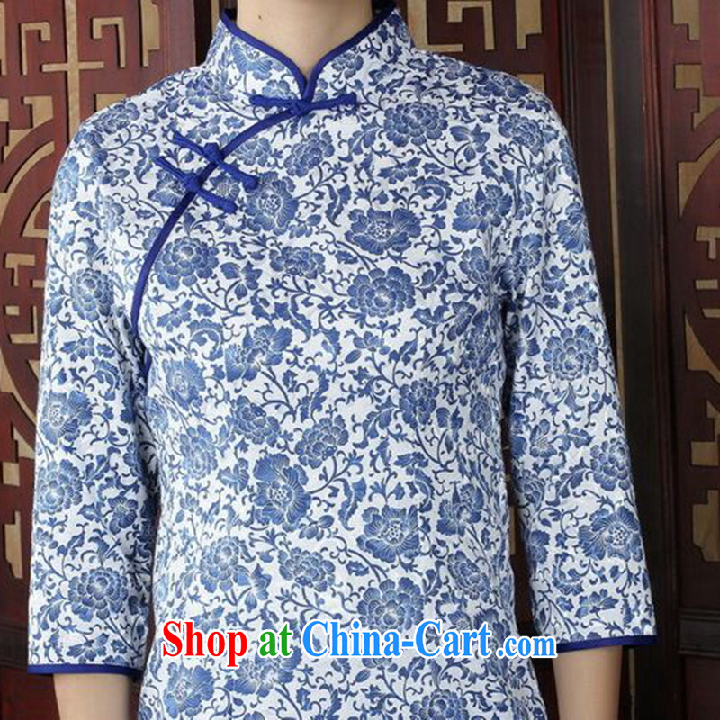 Take the female outfit New Chinese porcelain was the improved Chinese classical beauty cuff in everyday dresses skirts such as Map Color 2 XL, spend figure, shopping on the Internet
