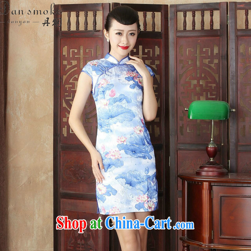 Bin Laden smoke-free new summer cheongsam dress everyday Chinese improved retro dresses cotton stamp duty cultivating short dresses such as the color 2 XL, Bin Laden smoke, shopping on the Internet