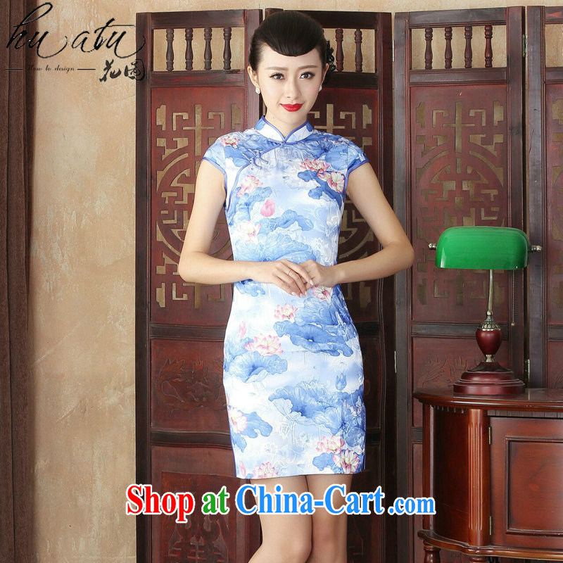 Take the new summer wear cheongsam dress everyday Chinese improved retro dresses cotton stamp duty cultivating short dresses such as the color 2 XL, spend figure, shopping on the Internet