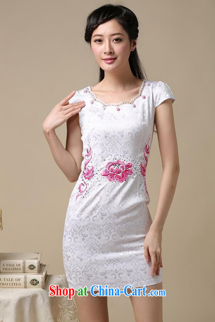 2015 new spring and summer white embroidery jacquard cotton retro improved cheongsam dress style female pink S pictures, price, brand platters! Elections are good character, the national distribution, so why buy now enjoy more preferential! Health