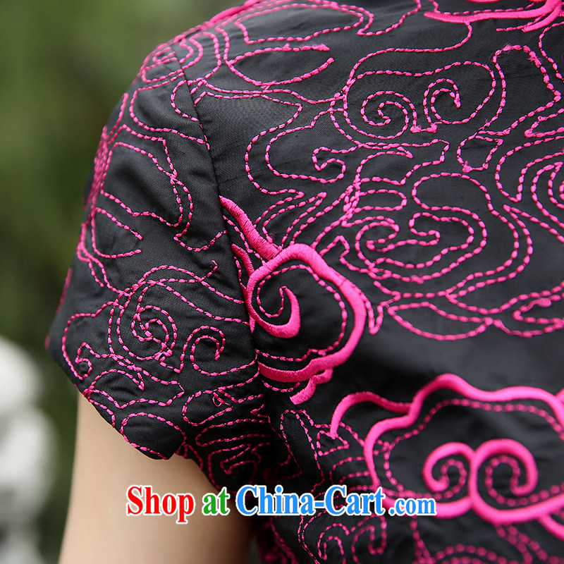 The Cayman 2015 new stylish sauna Silk Cheongsam silk cultivation China National wind cheongsam embroidered Xiangyun XL, Cayman (SiMan), shopping on the Internet