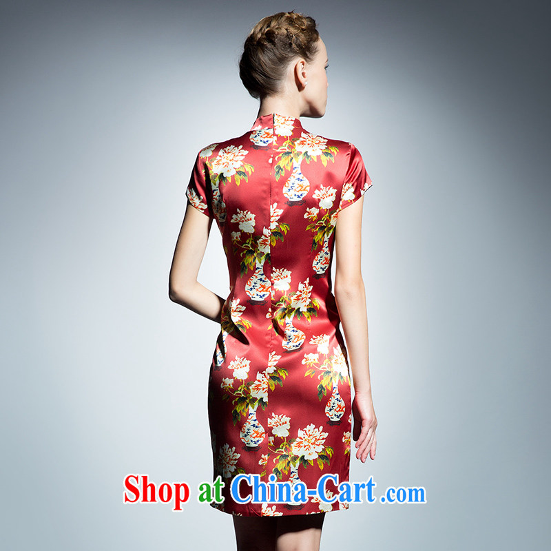 The Cayman 2015 new stylish stamp duty outfit sauna beauty silk antique vases flower cheongsam XL, Cayman (SiMan), shopping on the Internet