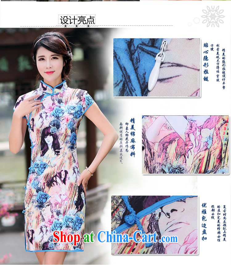 Jin Bai Lai dresses summer improved Tang Women's clothes and stylish stamp graphics thin dresses short sleeve cheongsam dress dress 4XL pictures, price, brand platters! Elections are good character, the national distribution, so why buy now enjoy more preferential! Health