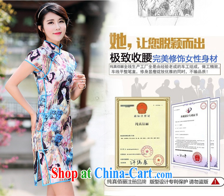 Jin Bai Lai dresses summer improved Tang Women's clothes and stylish stamp graphics thin dresses short sleeve cheongsam dress dress 4XL pictures, price, brand platters! Elections are good character, the national distribution, so why buy now enjoy more preferential! Health