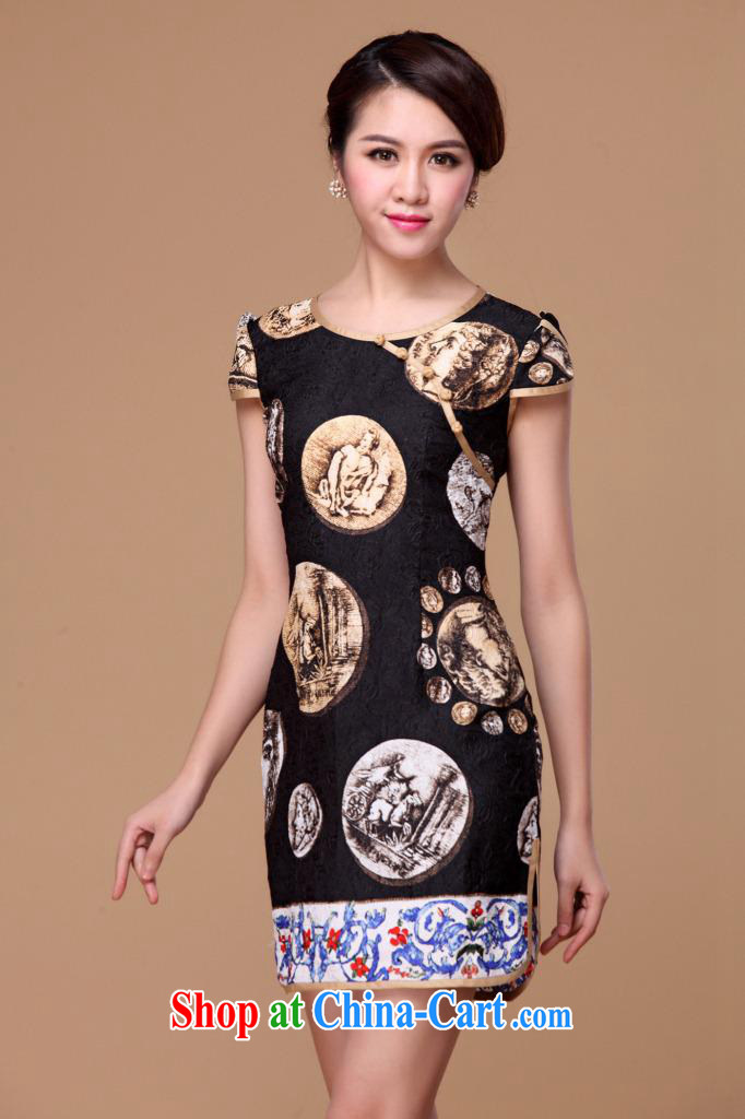 hamilton 2015 new spring and summer improved cultivating retro stamp short spring dresses female A 14,305 black XXXL pictures, price, brand platters! Elections are good character, the national distribution, so why buy now enjoy more preferential! Health