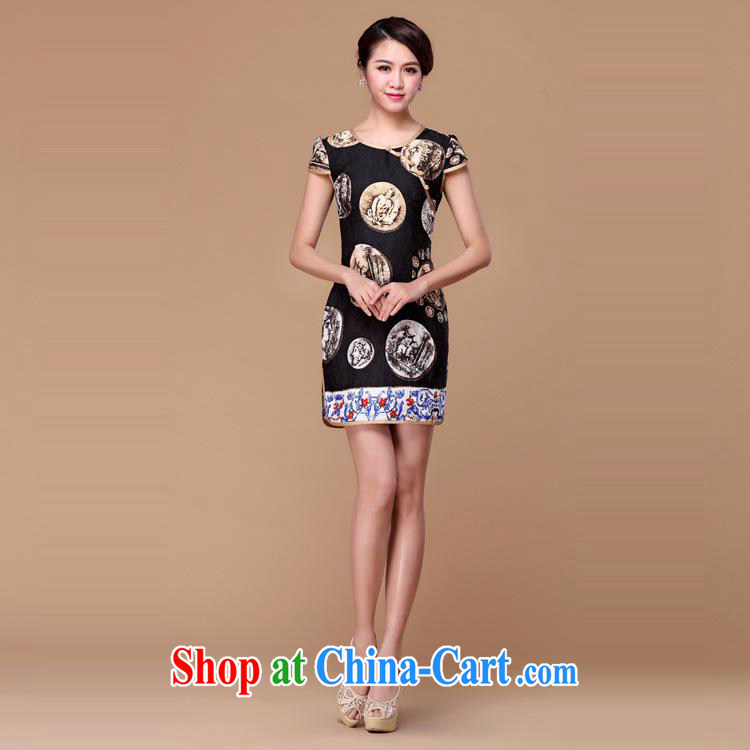 hamilton 2015 new spring and summer improved cultivating retro stamp short spring dresses female A 14,305 black XXXL pictures, price, brand platters! Elections are good character, the national distribution, so why buy now enjoy more preferential! Health