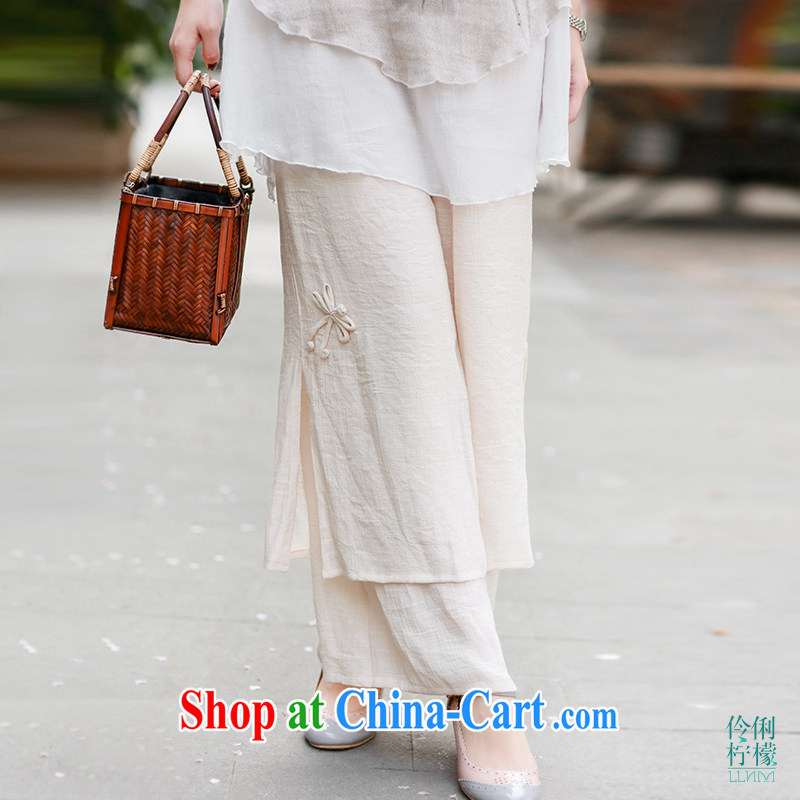 Lara lemon retro solid-colored short pants Original Design 40,158 China wind female literary fan ethnic wind beige - pre-sale 15 days Shipment S