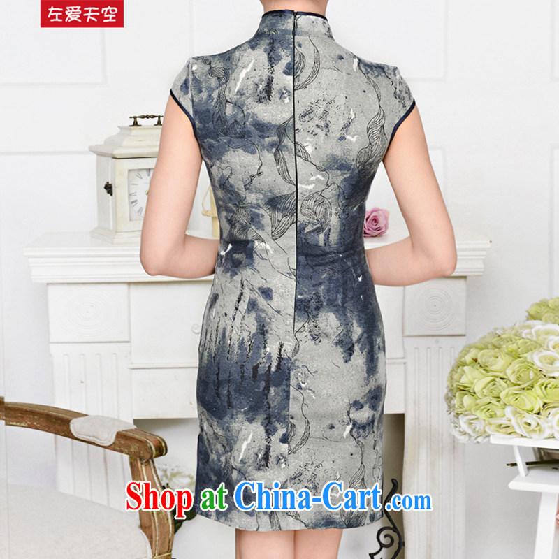 The left love sky 2015 cheongsam dress stamp-'s Phoenix stamp duty Bong-robe short-sleeved beauty graphics thin summer temperament female new green package for green floral XXL, left love sky, shopping on the Internet