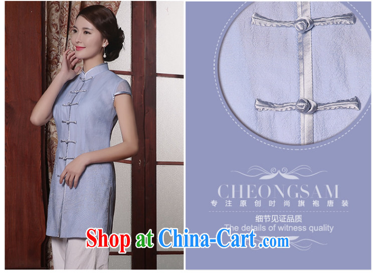 The CYD HO Kwun Tong' light Ying summer 2015, Ms. Tang with Chinese improved temperament female cheongsam shirt TD 5408 light blue XXL pictures, price, brand platters! Elections are good character, the national distribution, so why buy now enjoy more preferential! Health
