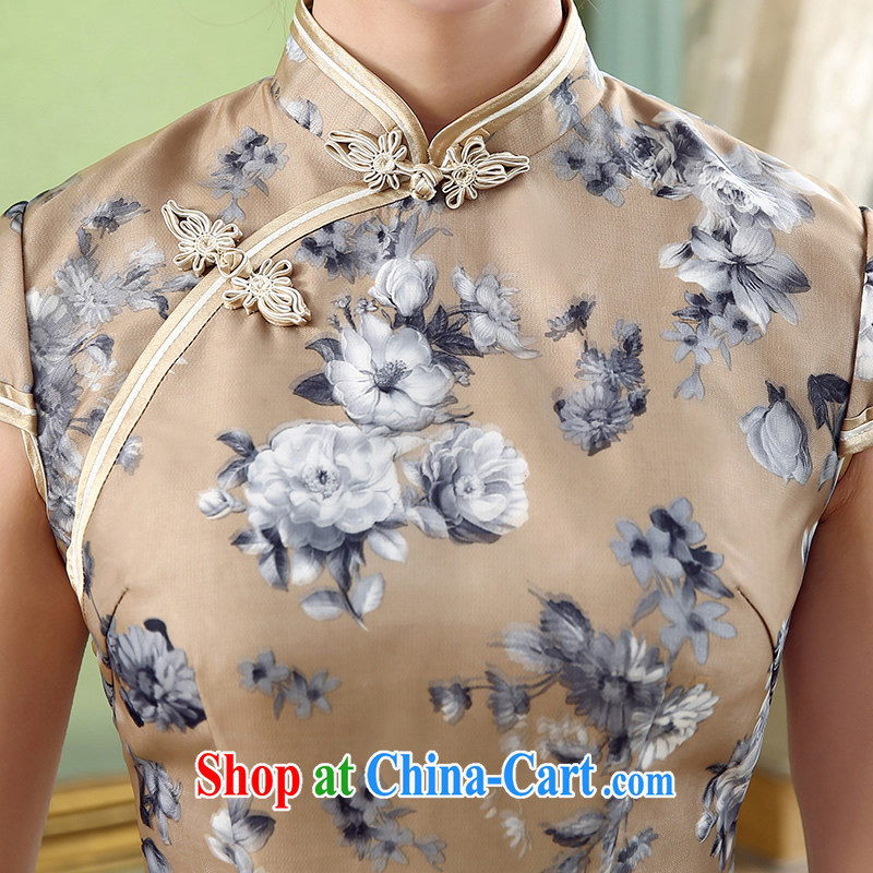The CYD HO Kwun Tong' magic of summer 2015 new lady dresses, long, Retro improved cheongsam QD 5318 brown XL, Sau looked Tang, shopping on the Internet