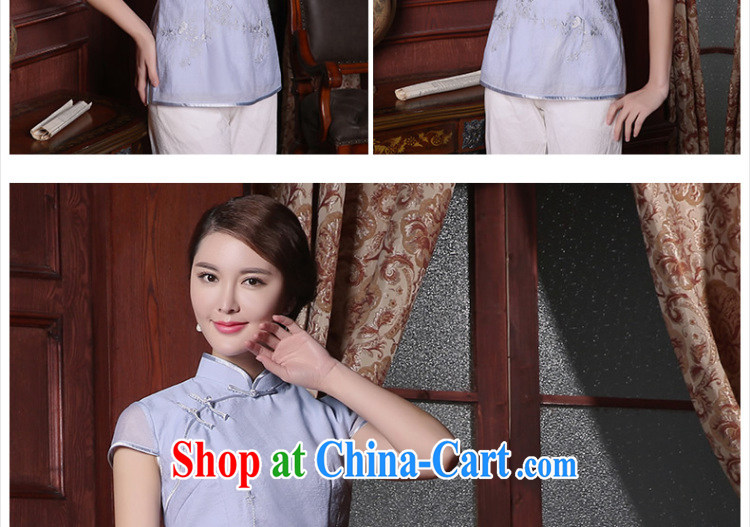 The CYD HO Kwun Tong' Sin Hyatt 2015 summer new, Chinese T-shirt Chinese improved Tang Women's clothes light blue XXL pictures, price, brand platters! Elections are good character, the national distribution, so why buy now enjoy more preferential! Health