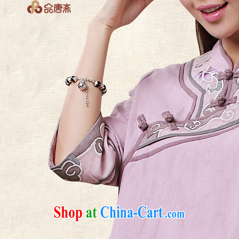 Mr Henry Tang, Id al-Fitr Chinese summer cotton the female Chinese Antique Tea Service cheongsam shirt China wind improved Han-light purple XXL, Tang ID al-Fitr, shopping on the Internet