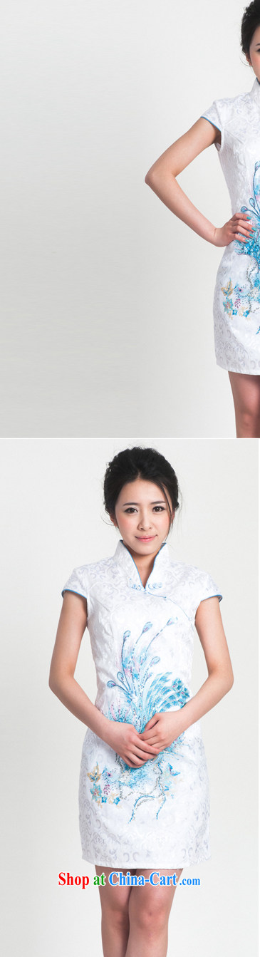 The sheep summer dresses spring 2015 new dress, elegant style dinner dress cheongsam embroidery Phoenix short-sleeved summer blue Phoenix L pictures, price, brand platters! Elections are good character, the national distribution, so why buy now enjoy more preferential! Health